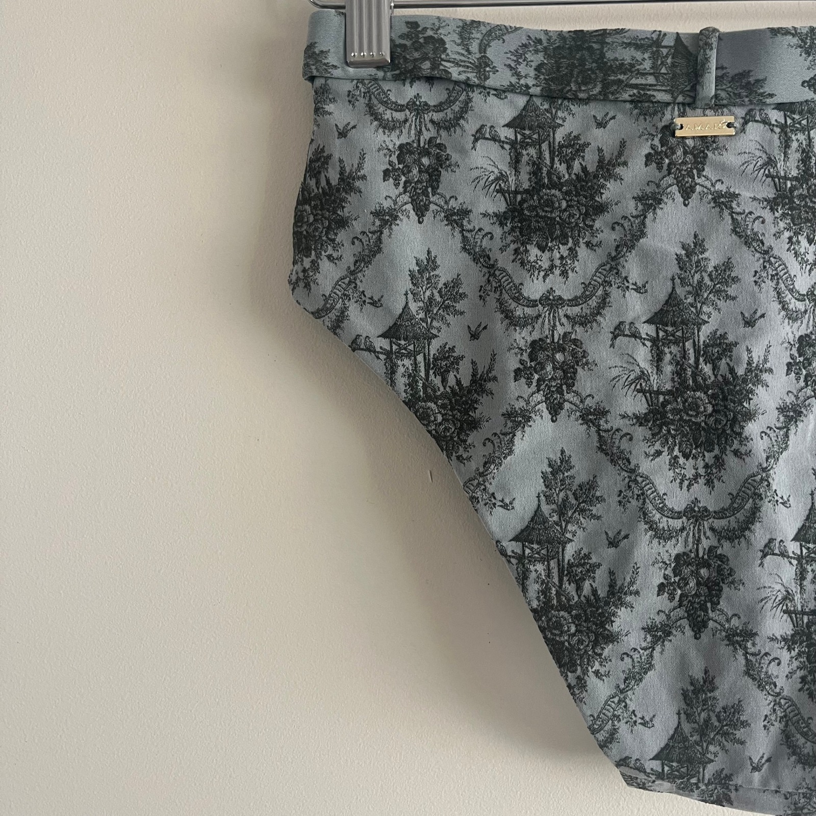 Amaio Swim Fleur High Waist Bikini Bottom Grey Toile Belted Xs Coquette Baroque — image 4 of 8